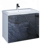 Тумба Liriya 75П 2в.я. Black stone с раковиной 1Marka