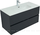 Тумба Алвита new 100 серый антрацит с раковиной Flat Aquanet (274139)