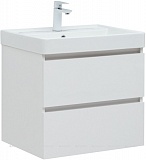 Тумба Вега 60 белый глянец 2 ящика с раковиной Ирис Aquanet (308319)