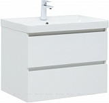 Тумба Вега 70 белый глянец 2 ящика с раковиной Ирис Aquanet (308335)