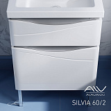 Тумба Silvia 60-02 белая/серебристый металлик c раковиной Como 602*901*450 Alavann
