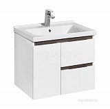 Тумба РЕНЕ 60 белый/грецкий орех с раковиной Миранда 600*544*450 Акватон