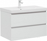 Тумба Вега 80 белый глянец 2 ящика с раковиной Ирис Aquanet (308336)